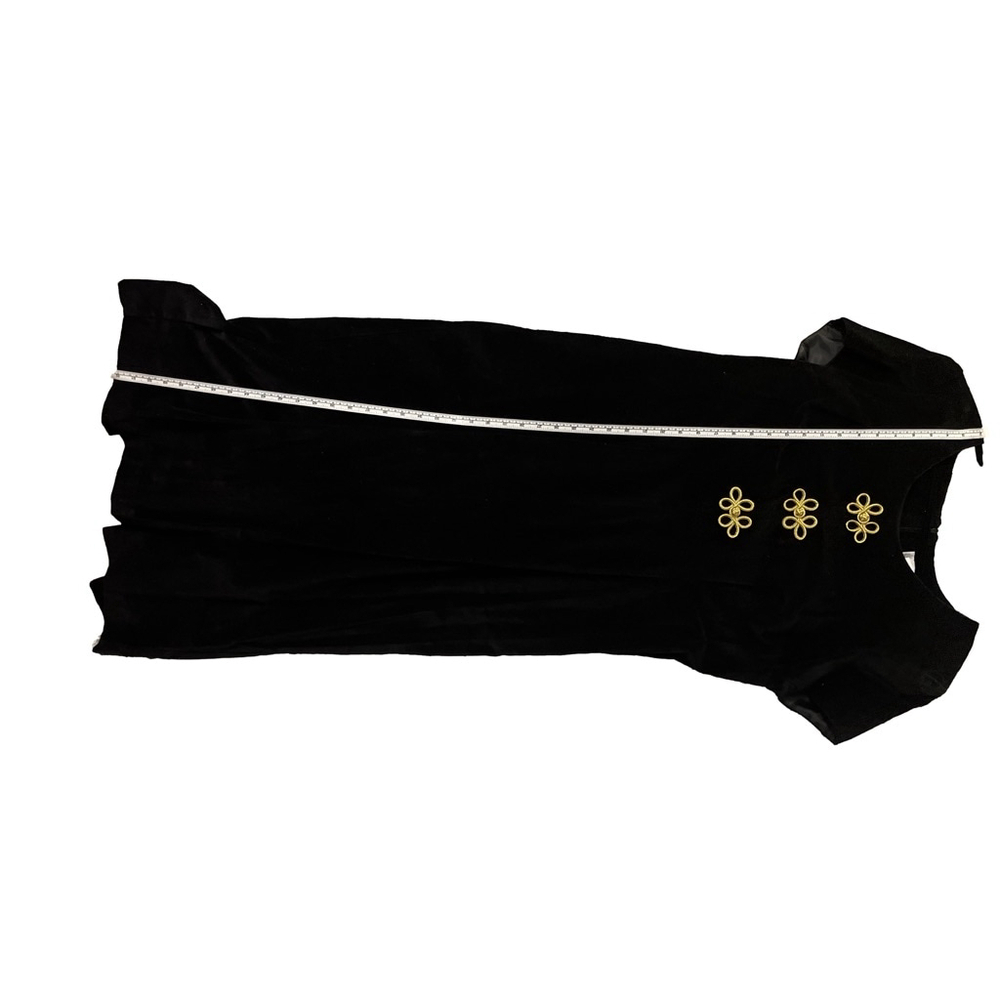 Leslie Lucks, Vintage & Velvet Black Dress with Gold Color Accents, SZ: 16 - Picture 8 of 9